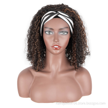 13 inches classic brown Rebecca  fashion brand wholesale price  kinky curly braids synthetic hair headband wig for balck woman